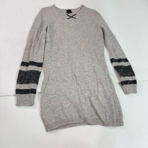 HotTotties Sweater Tunic Women Medium Wool Blend Long Sleeve KNit Gray Crewneck